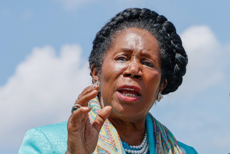 Rep. Sheila Jackson Lee, D-Texas, speaks during at a news conference in 2022.