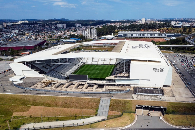 An aerial view of the Arena Corinthians where the 2024 NFL regular season matchup with take place. Ricardo Moreira / Getty Images
