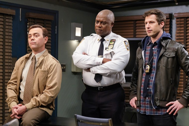 From left, Joe Lo Truglio, Andre Braugher and Andy Samberg in "Brooklyn Nine-Nine."