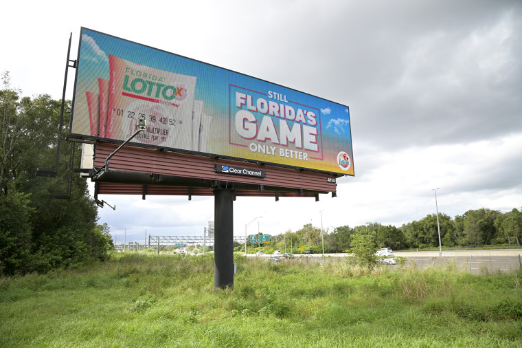 An ad for the Florida Lottery on a billboard along the Florida Turnpike in Ocoee, Fla., on Oct. 27, 2020. 
