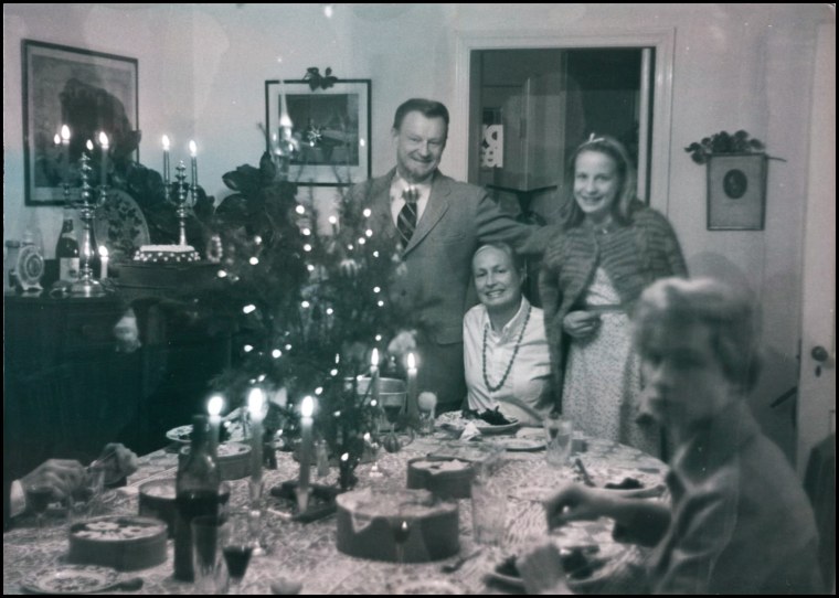 Young Mika Brzezinski with her parents during the holidays.