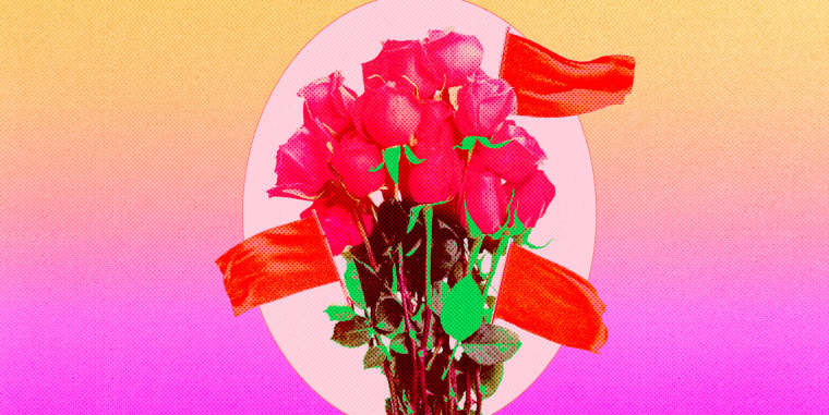 Photo Illustration: A bouquet of roses filled with red flags