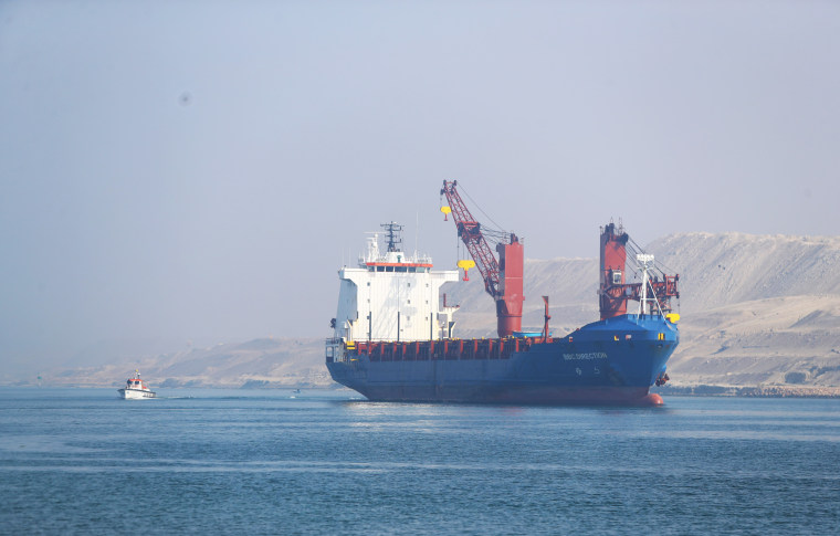 A vessel travels on Egypt's Suez Canal in 2022. 