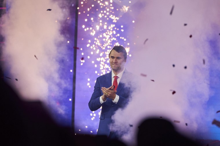 Charlie Kirk takes the stage during AmericaFest 2023 at the Phoenix Convention Center on Saturday, Dec. 16, 2023.