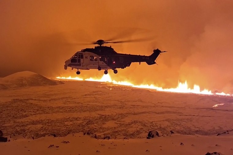 A volcanic eruption started Monday night on Iceland's Reykjanes Peninsula, turning the sky orange and prompting the country’s civil defense to be on high alert. 