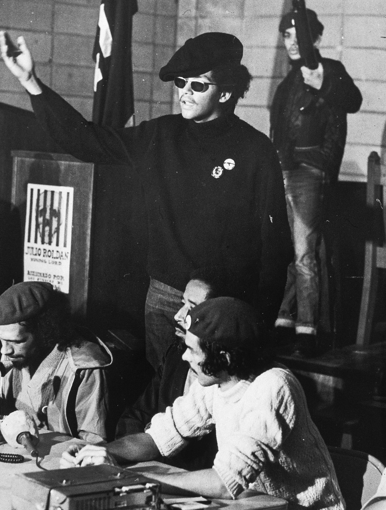 Pablo Guzman speaks at a news conference in the First Spanish United Methodist Church, which the Young Lords had taken over, in New York in 1970.

