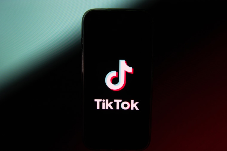 TikTok logo is displayed on a mobile phone screen in Ankara, Turkiye on December 5, 2023. 