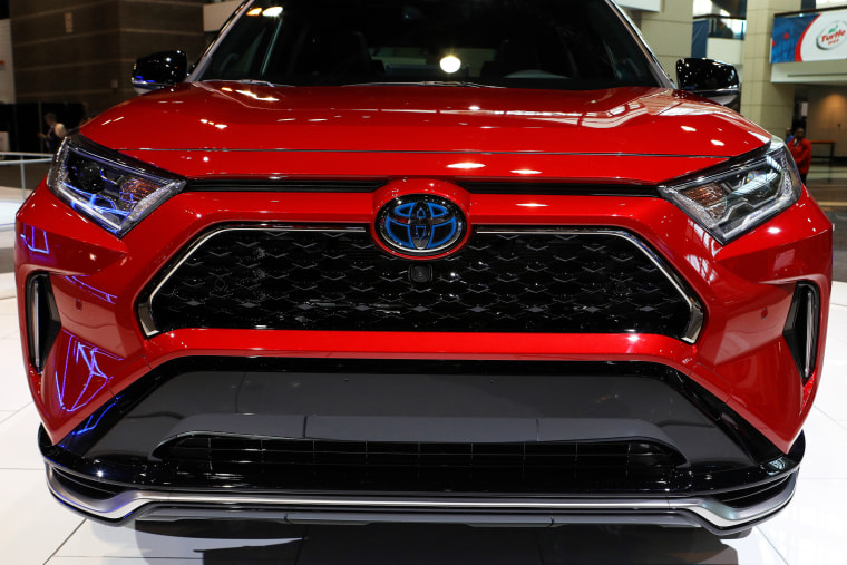 A Toyota Rav4 Prime at the 2020 Auto Show in Chicago.