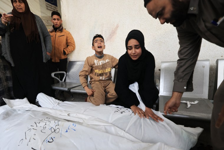 Gaza Mourners Outside Hospital Morgue