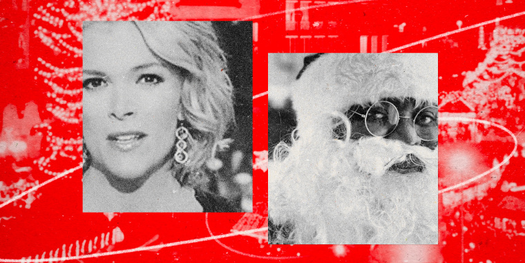 Photo Illustration: Megyn Kelly and a Black man dressed as Santa Claus