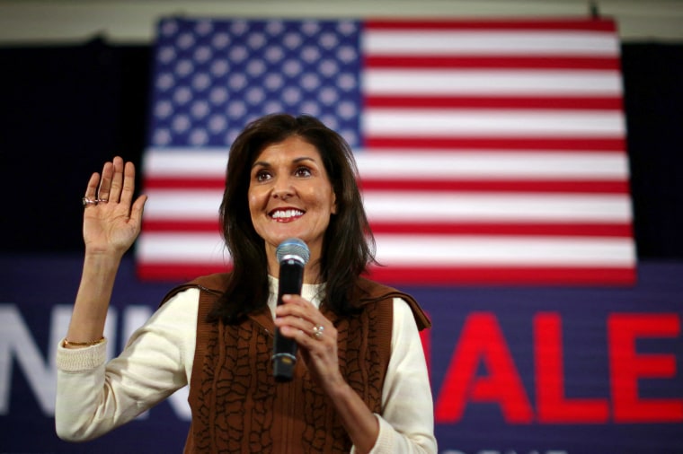 Nikki Haley at a campaign town hall in Atkinson, N.H.