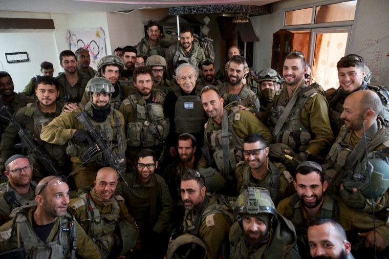 Netanyahu visited troops in Gaza.