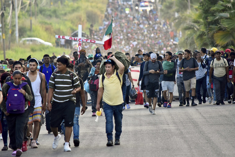 Migrants depart from Tapachula, Mexico.