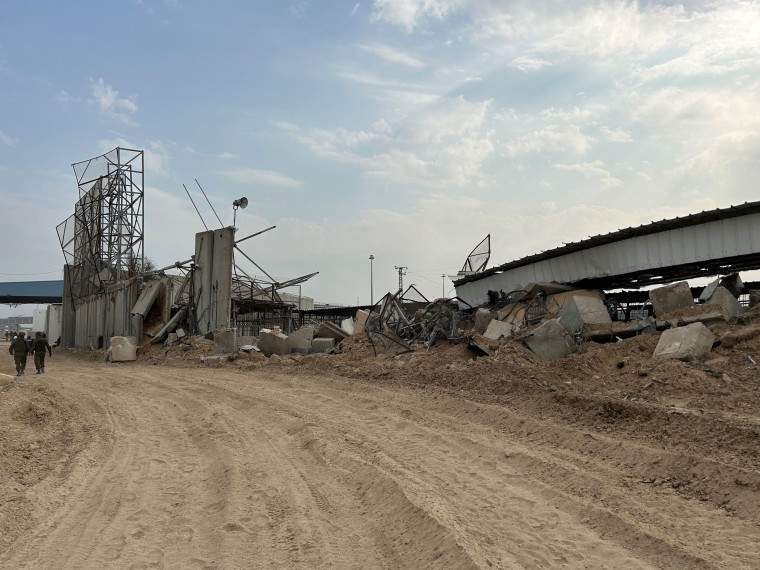 Part of the destroyed Erez border crossing with Gaza.