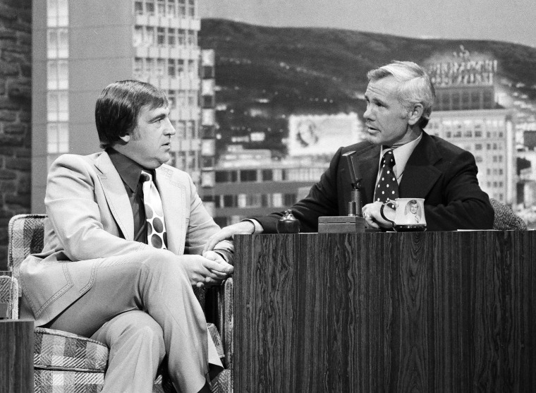 Comedian Shecky Greene during an interview with Host Johnny Carson