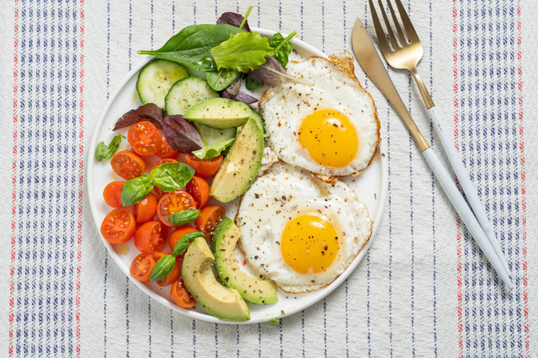 Breakfast with eggs and avocado