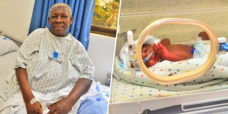 Safina Namukwaya, 70, gave birth to twins who are healthy and doing 'just fine,' her doctor says.