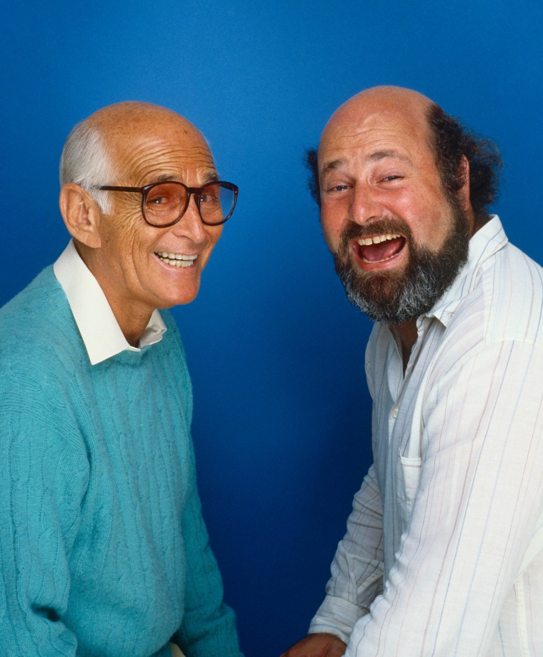 Norman Lear and Rob Reiner photo session in 1987.