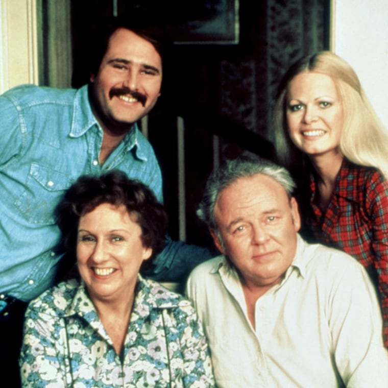 "All in the Family" cast: Rob Reiner, Jean Stapleton, Carroll O'Connor, Sally Struthers.