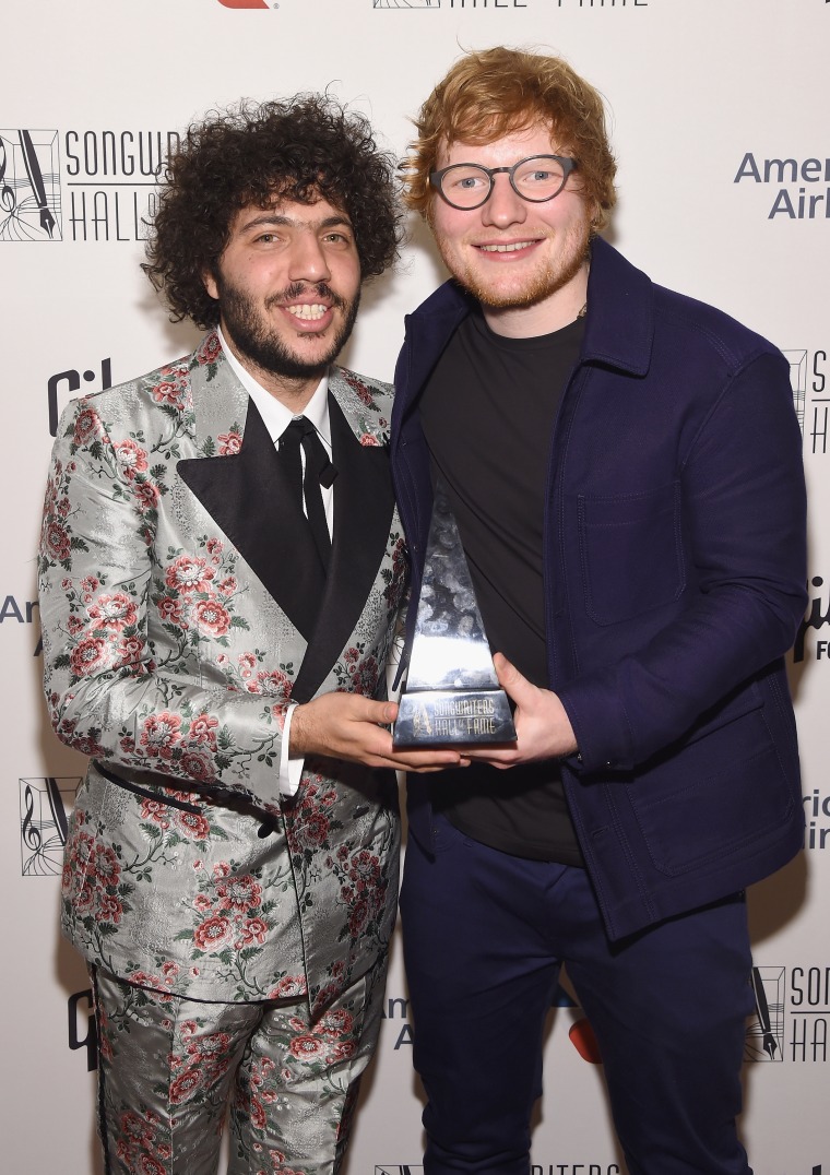 Benny Blanco with Ed Sheeran backstage at the Songwriters Hall of Fame 48th annual Induction and Awards at New York Marriott Marquis Hotel on June 15, 2017 in New York City.