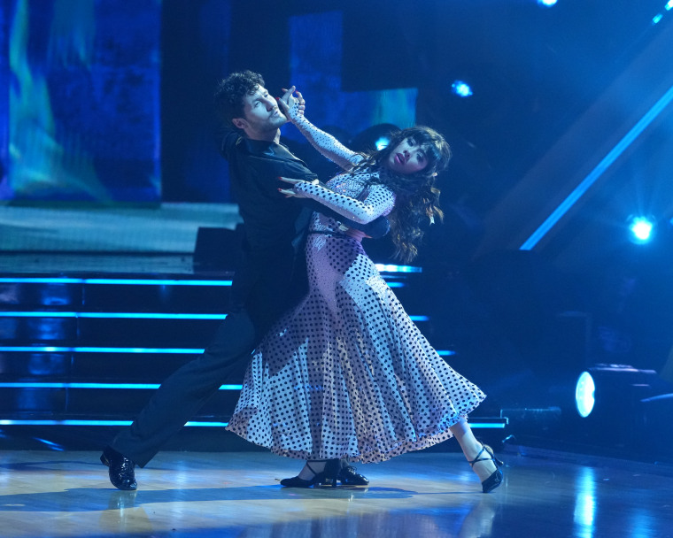 Xochitl Gomez and Val Chmerkovsky during the finale.