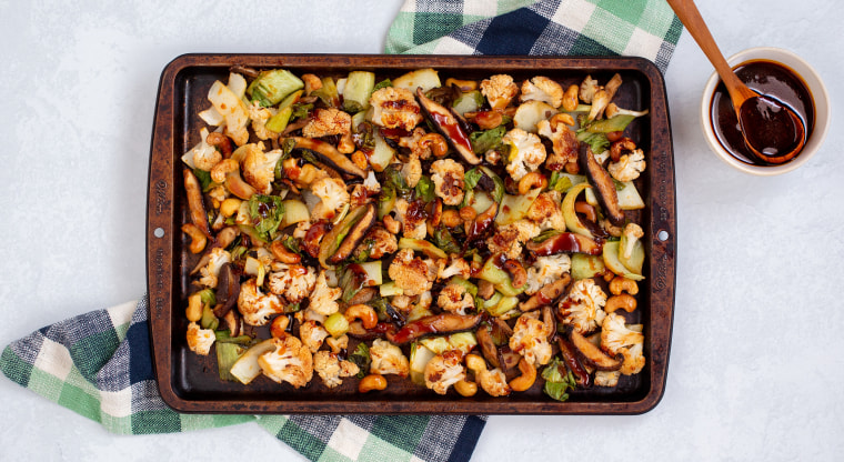 A vegetarian dinner all in one sheet pan is an easy way to commit to Meatless Monday.