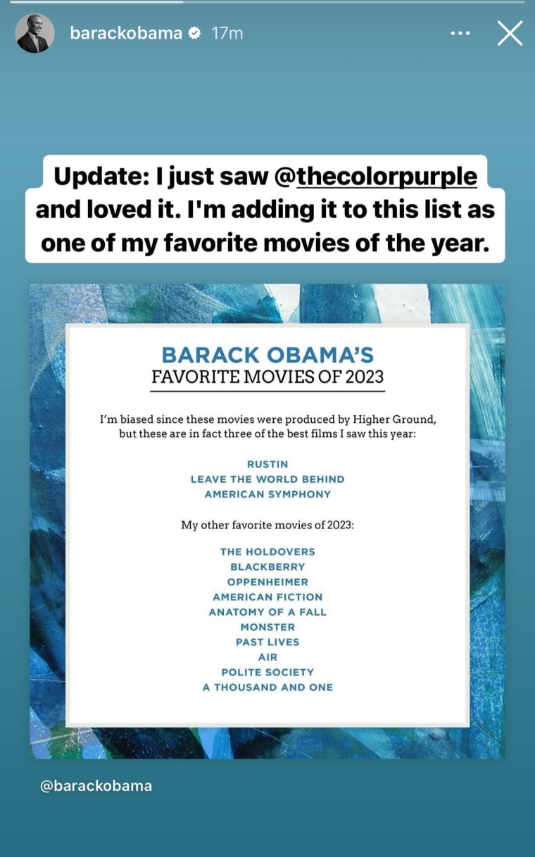 Barack Obama added one more film to his favorite movies of 2023.