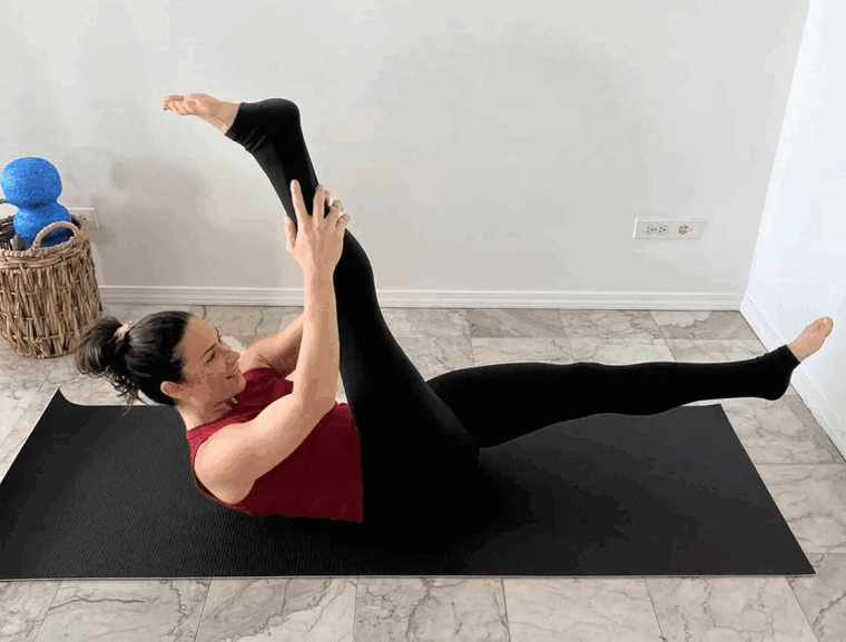 pilates exercises Single leg straight stretch