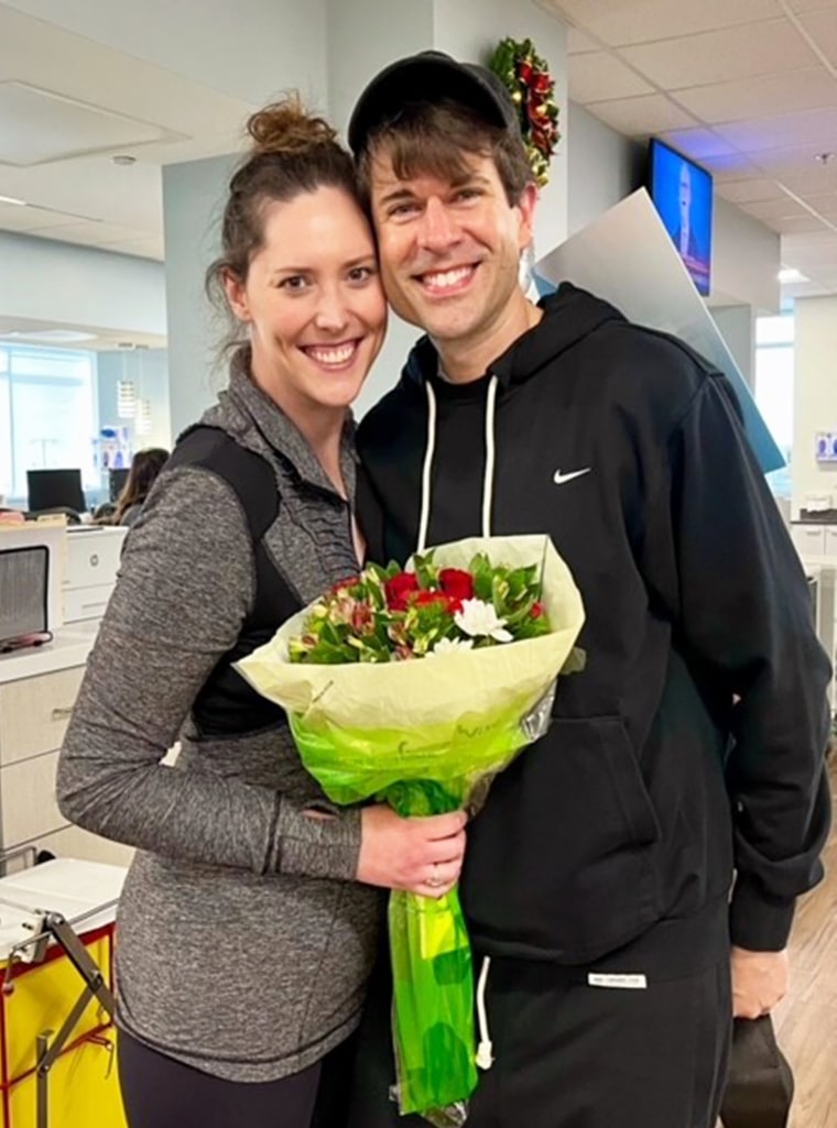 When Kristina Kelly finished chemotherapy to treat her stage 3 colorectal cancer, she rang the bell and then celebrated with husband Sean. She still needs to undergo radiation so she's not finished with treatment, but her tumor is responding well so far.
