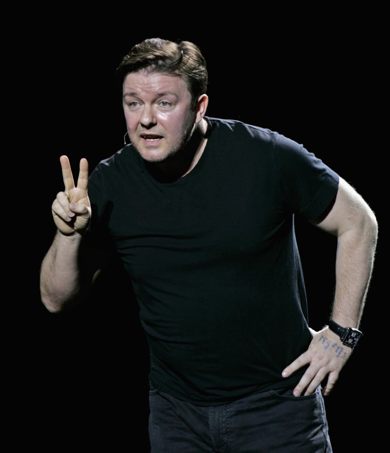 Ricky Gervais performing stand up