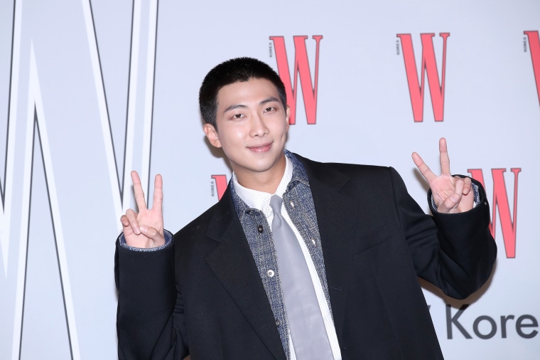 RM at the 18th W Magazine Korea Breast Cancer Awareness Campaign "Love Your W" photo call at Four Seasons Hotel on Nov. 24, 2023 in Seoul, South Korea.