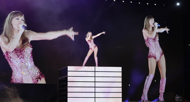 Taylor Swift performs at the Monumental stadium during her Eras Tour concert in Buenos Aires, Argentina, on Nov. 9, 2023.