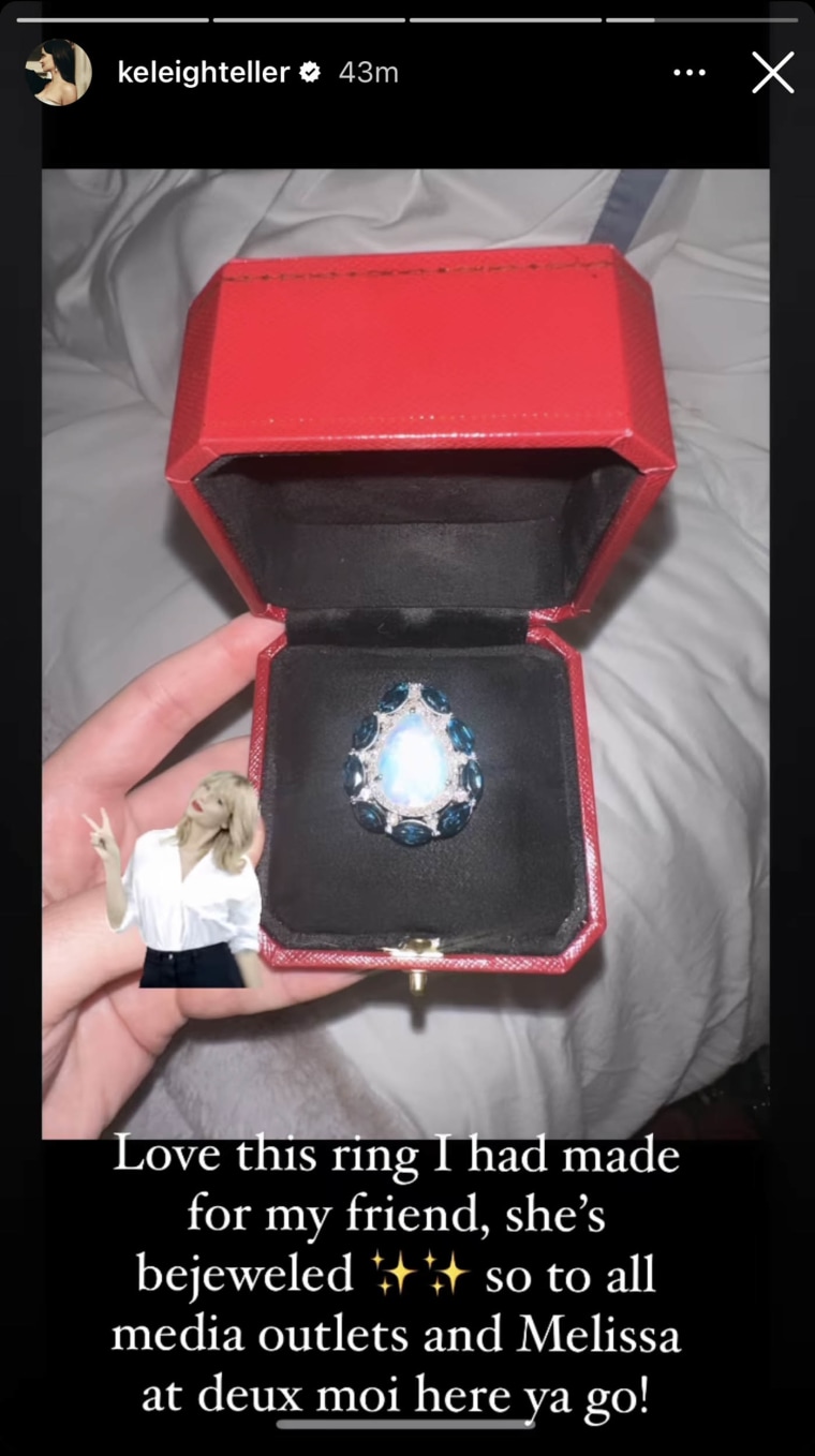 Keleigh Sperry revealed on Instagram that she had Taylor Swift's new opal ring custom made for her.