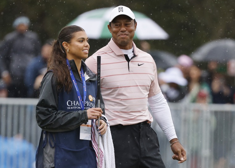 Tiger Woods' Daughter Sam Serves as His Caddie For 1st Time