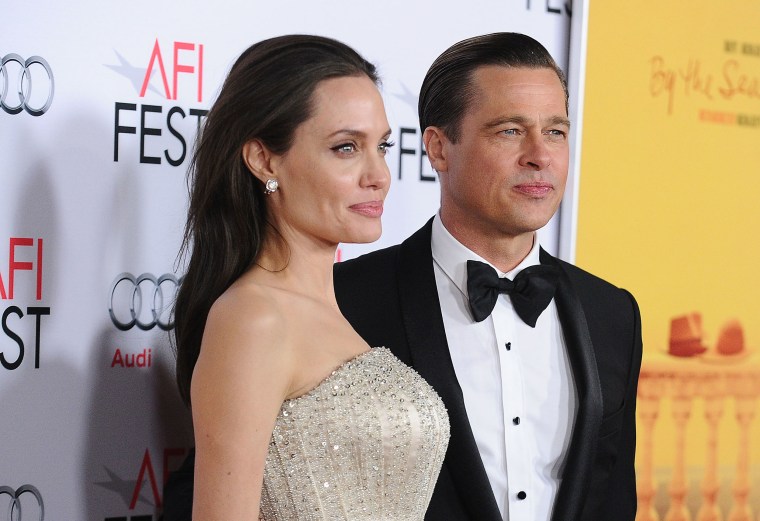 Angelina Jolie and Brad Pitt attend the premiere of "By the Sea" at the 2015 AFI Fest at TCL Chinese 6 Theatres on November 5, 2015 in Hollywood, California.  