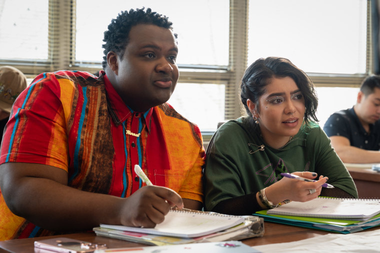 Jaquel Spivey as Damian and Auli'i Cravalho as Janis in "Mean Girls."