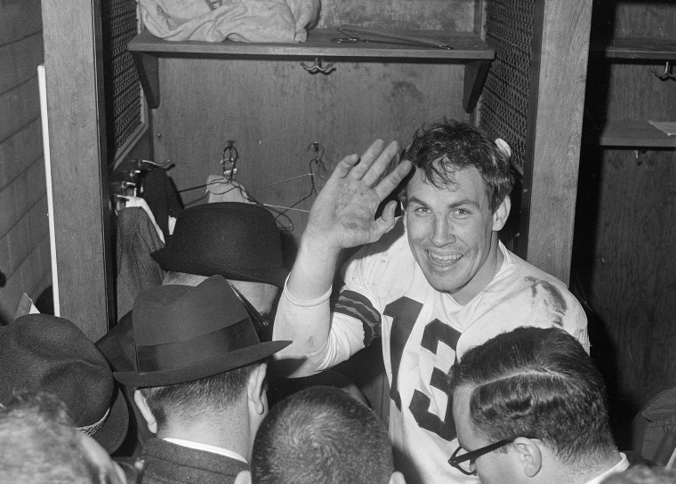 Cleveland Browns quarterback Frank Ryan after defeating the Indianapolis Colts in the NFL championship football game in Cleveland,