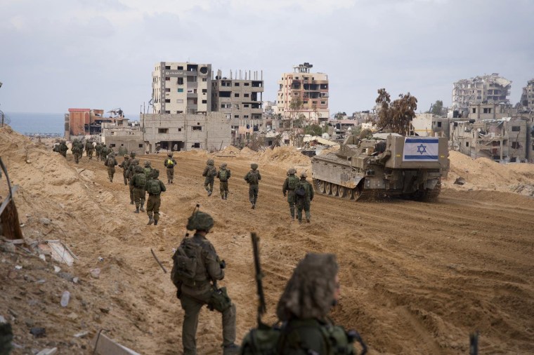Israeli soldiers operating in the Gaza Strip in a photo released on Jan. 2, 2024.
