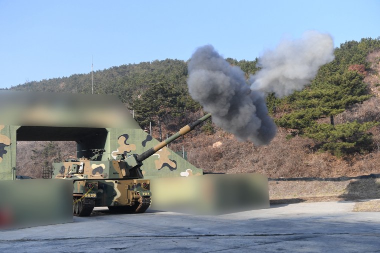 In a tit-for-tat step, South Korea had its troops on two border islands fire artillery rounds south of the sea boundary.