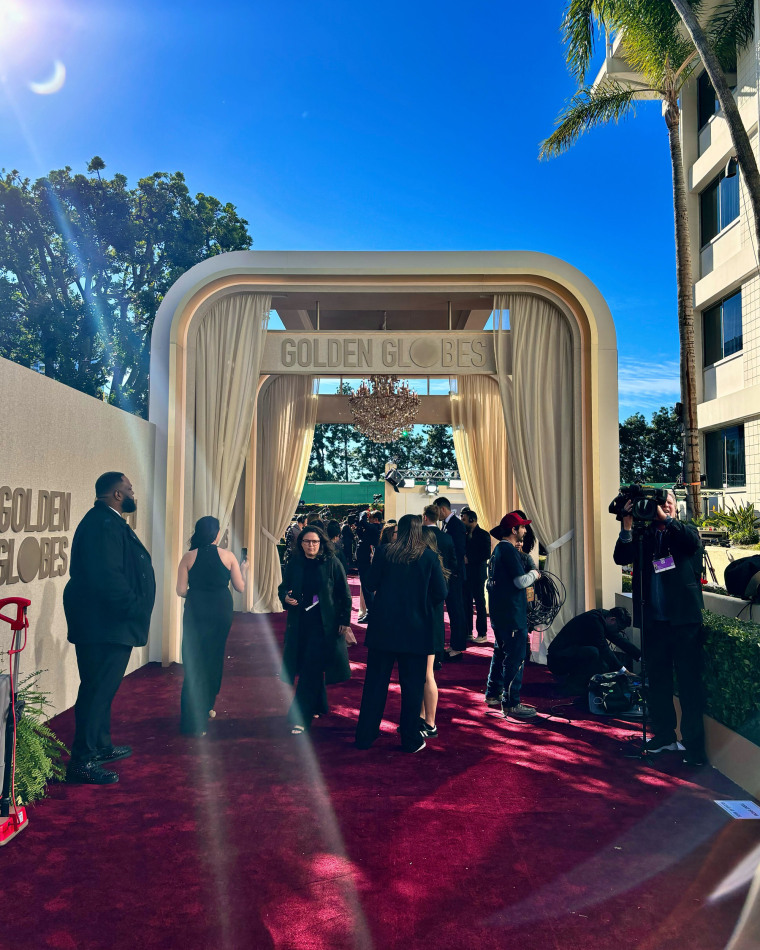The moment before the actors arrive at the Golden Globe Awards at the Beverly Hilton hotel in Beverly Hills, Calif., today.