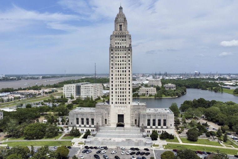 The Louisiana Capitol stands prominently in Baton Rouge, La. April 4, 2023 A lawsuit to block enforcement of Louisiana's new ban on transgender health care procedures including hormone treatments, gender reassignment surgery or puberty-blocking drugs for anyone under 18 was announced Monday, by LGBTQ+ advocates.