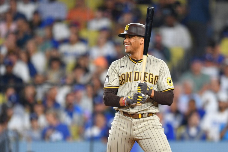 Juan Soto during a game between the San Diego Padres and the Los Angeles Dodgers at Dodger Stadium in Los Angeles