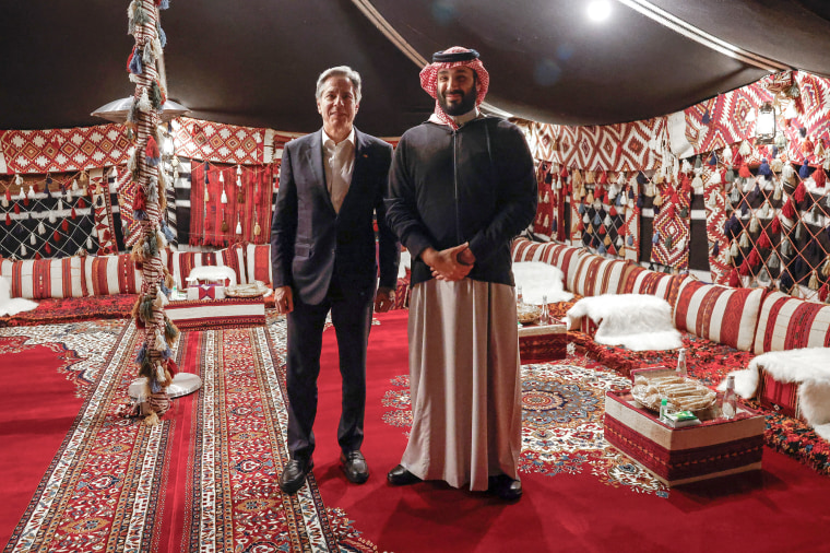 Antony Blinken and Mohammed bin Salman in Saudi Arabia