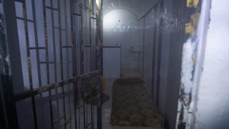 Interior of a tunnel in Gaza, under the city of Khan Younis, where the Israeli military belives hostages were kept.