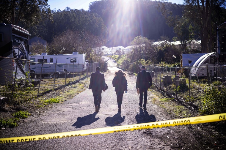 FBI officials on Jan. 24 in Half Moon Bay, Calif., where a gunman killed seven farmworkers at two different locations.