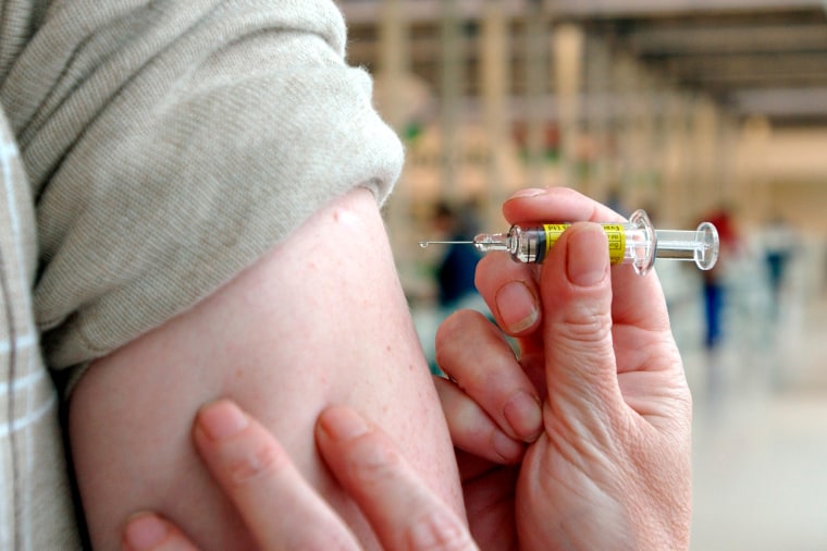 A child getting a vaccine in England in 2018.