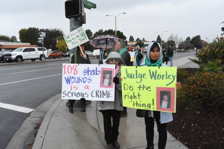 Susan Iwakoshi, left, and Anne-Marie Kessenich were part of a protest on Monday, Jan. 21, the the day before Tuesday's sentencing of Bryn Spejcher, convicted of involuntary manslaughter in the killing of Chad O'Melia.