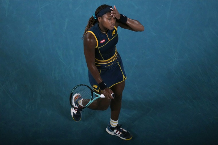 Coco Gauff during her semifinal match against Aryna Sabalenka at the Australian Open in Melbourne, Australia