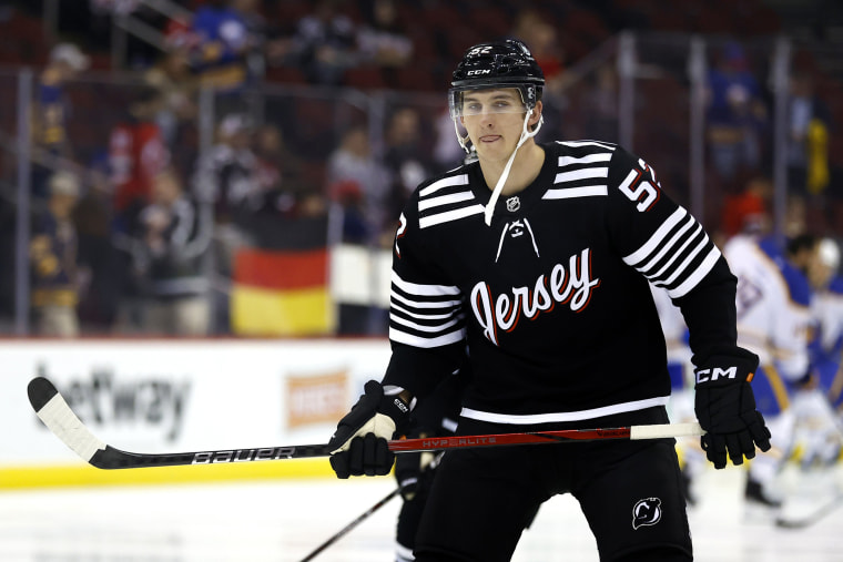 New Jersey Devils defenseman Cal Foote during a game in Newark, N.J.