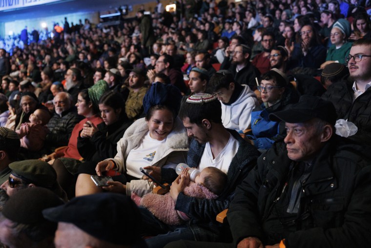 Many families could be seen in the crowd at the conference on Sunday. 